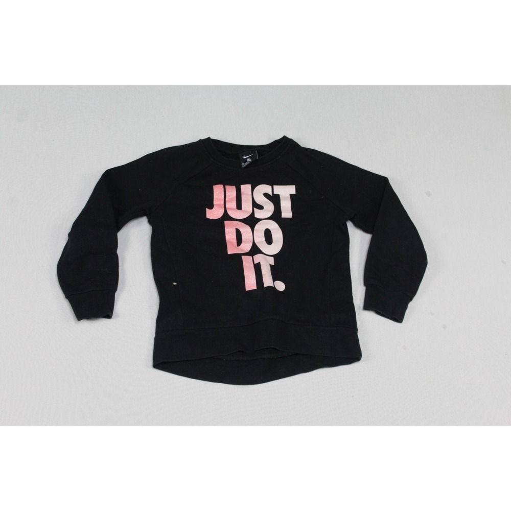 Nike Women Black Sweater Youth Girl Long Sleeve Crew Neck Size 6M